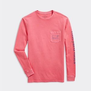 Vineyard Vines Long Sleeve Garment Dyed Vintage Whale Long-Sleeve Pocket Tee